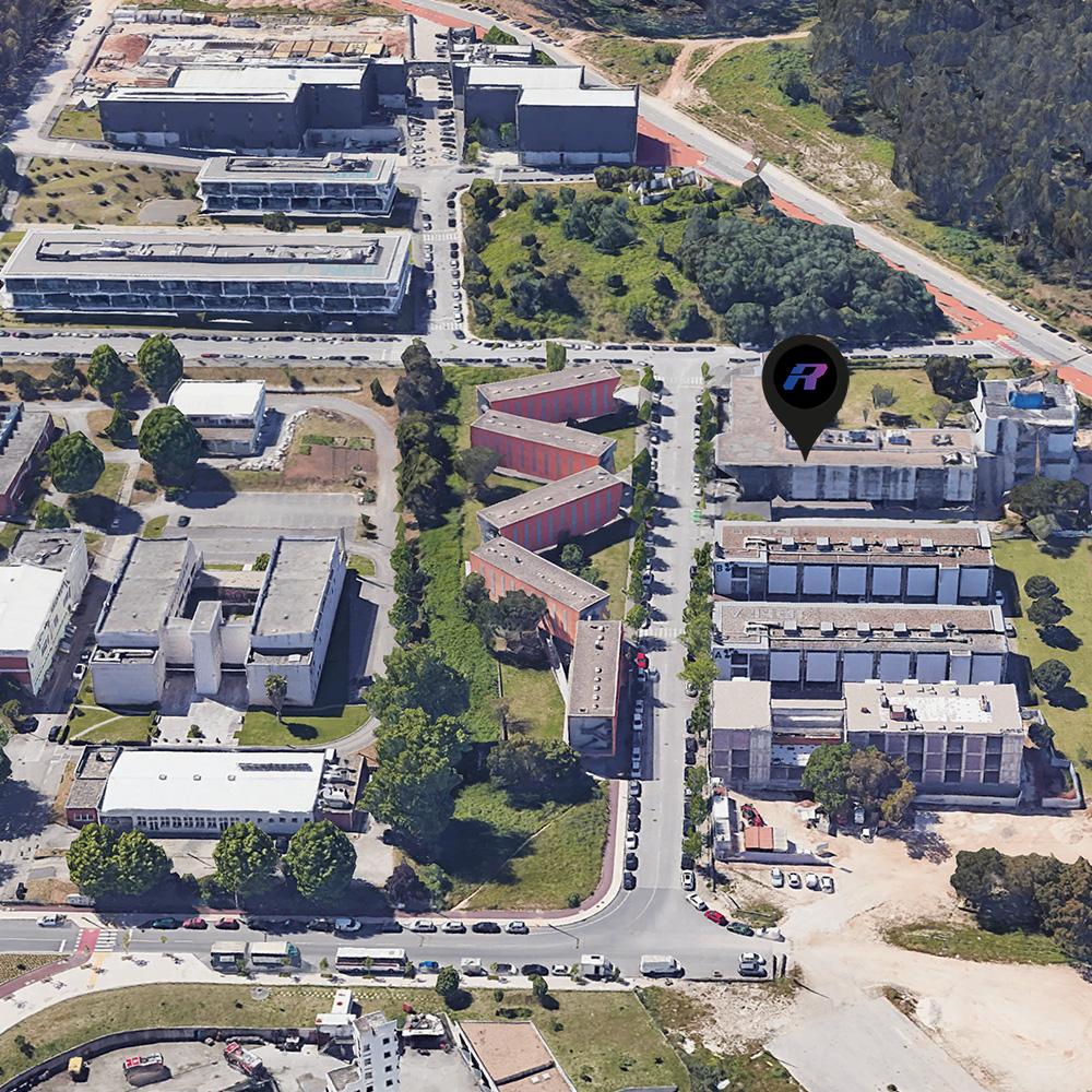 Aerial view of Instituto Pedro Nunes with the RaceGroup location marked