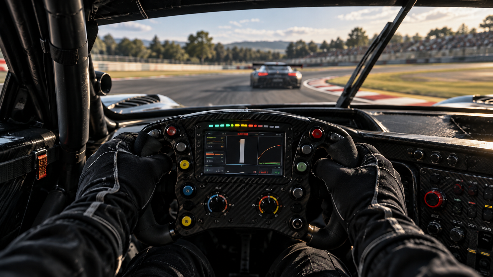 Racing steering wheel with a digital display